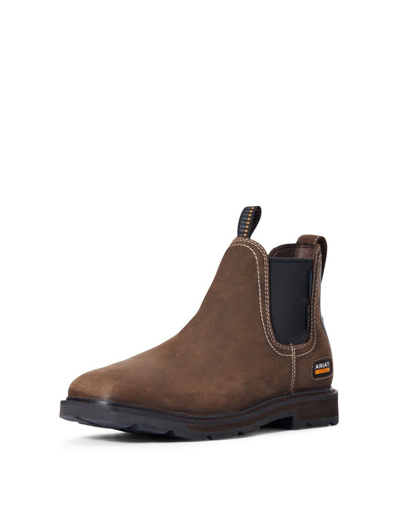 Bottines Chelsea Ariat Groundbreaker Larges Square Embout Imperméables Steel Embout Travail Marron Foncé Homme | WGV-07501877