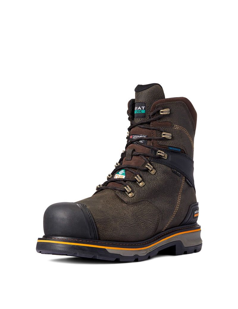 Bottes de Travail Ariat Stump Jumper 8' CSA Glacier Grip Imperméables 600g Composite Embout Cafe Homme | UDF-64076673