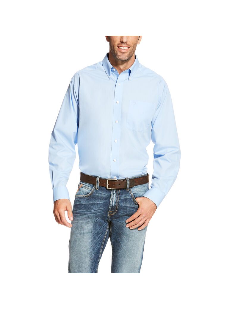 Chemises De Costume Ariat Wrinkle Free Solid Bleu Clair Homme | HPD-54061057