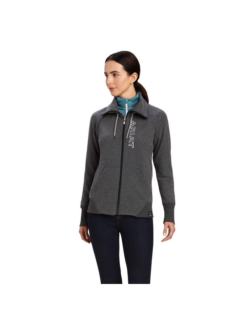 Sweats Ariat Team Logo Full Zip Grise Femme | XFG-33377678