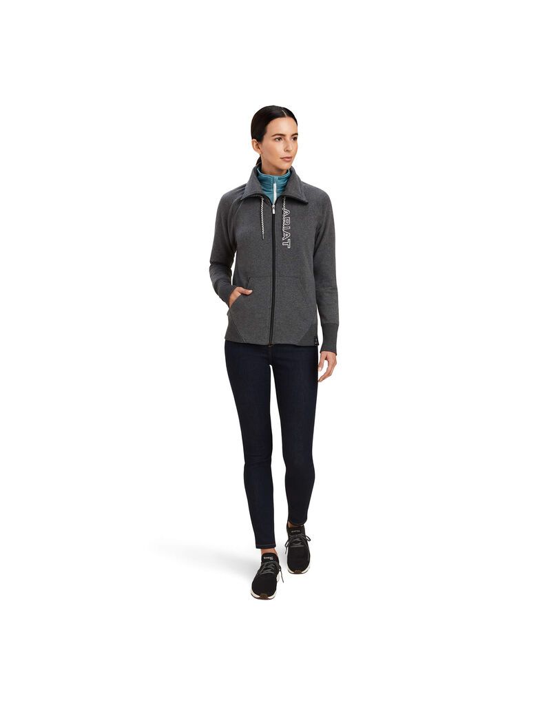 Sweats Ariat Team Logo Full Zip Grise Femme | XFG-33377678