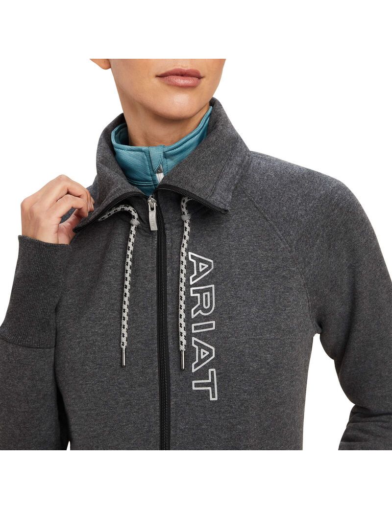 Sweats Ariat Team Logo Full Zip Grise Femme | XFG-33377678