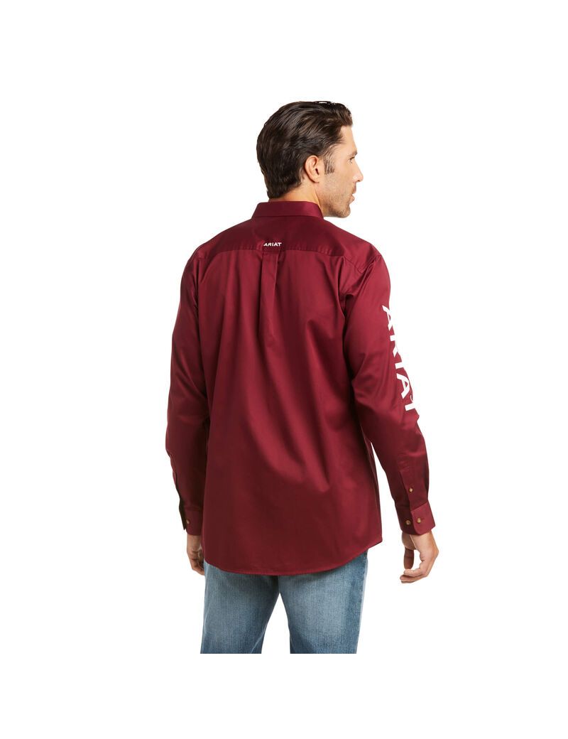 Chemises De Costume Ariat Team Logo Twill Fitted Bordeaux Blanche Homme | ZZM-64840755