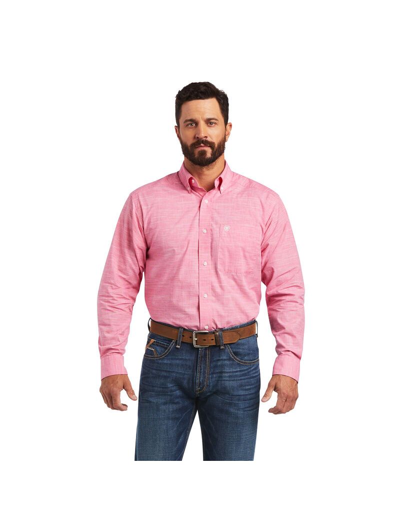 Chemises De Costume Ariat Solid Slub Classiche Fit Rose Clair Homme | UCS-82457320