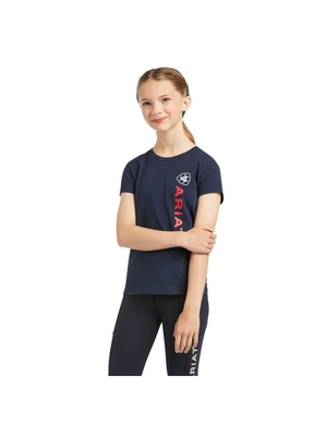 Chemises Ariat Vertical Logo Bleu Marine Enfant | RDS-15235225