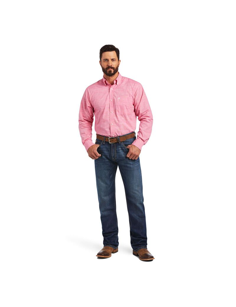 Chemises De Costume Ariat Solid Slub Classiche Fit Rose Clair Homme | UCS-82457320