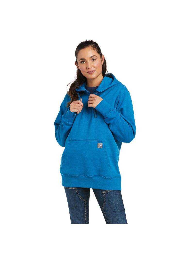 Vêtements De Travail Ariat Rebar Skill Set 1/2 Zip Hoodie Bleu Femme | PGZ-89141458