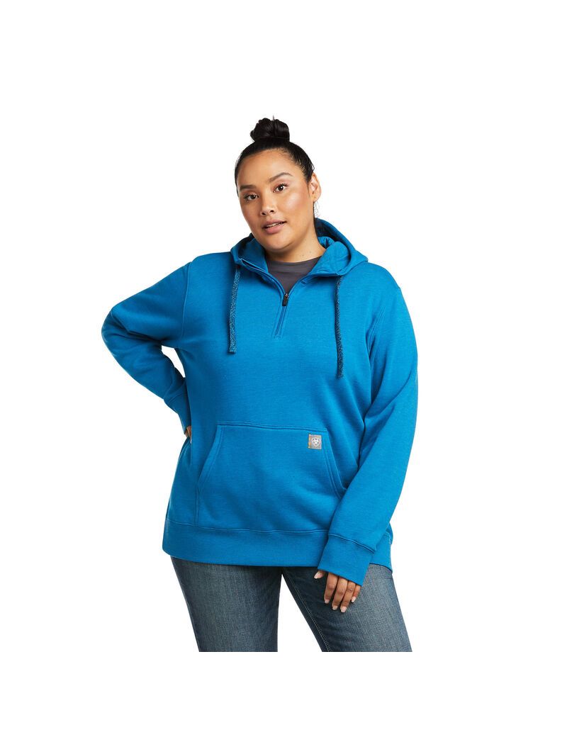 Vêtements De Travail Ariat Rebar Skill Set 1/2 Zip Hoodie Bleu Femme | PGZ-89141458