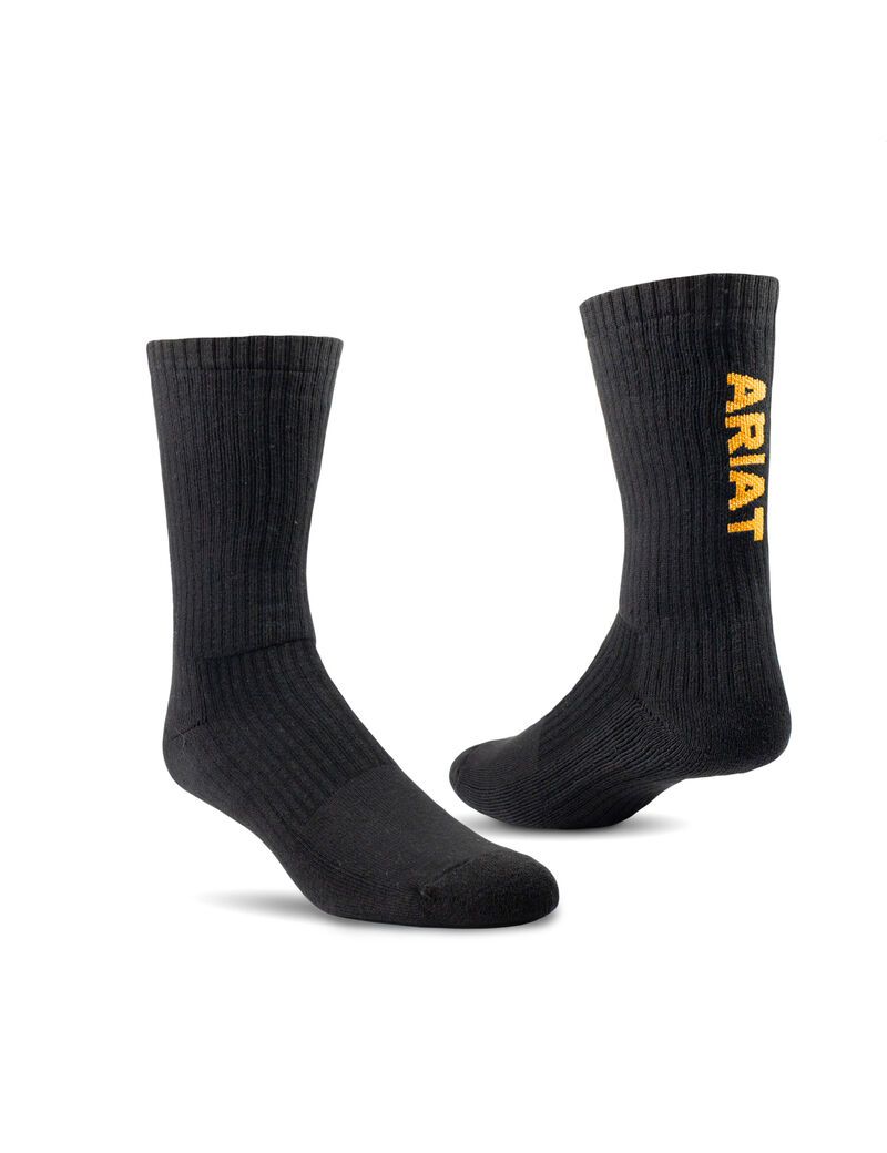 Chaussettes Ariat Premium Ringspun Coton Crew Travail 3PCS Noir Homme | VVX-89120960