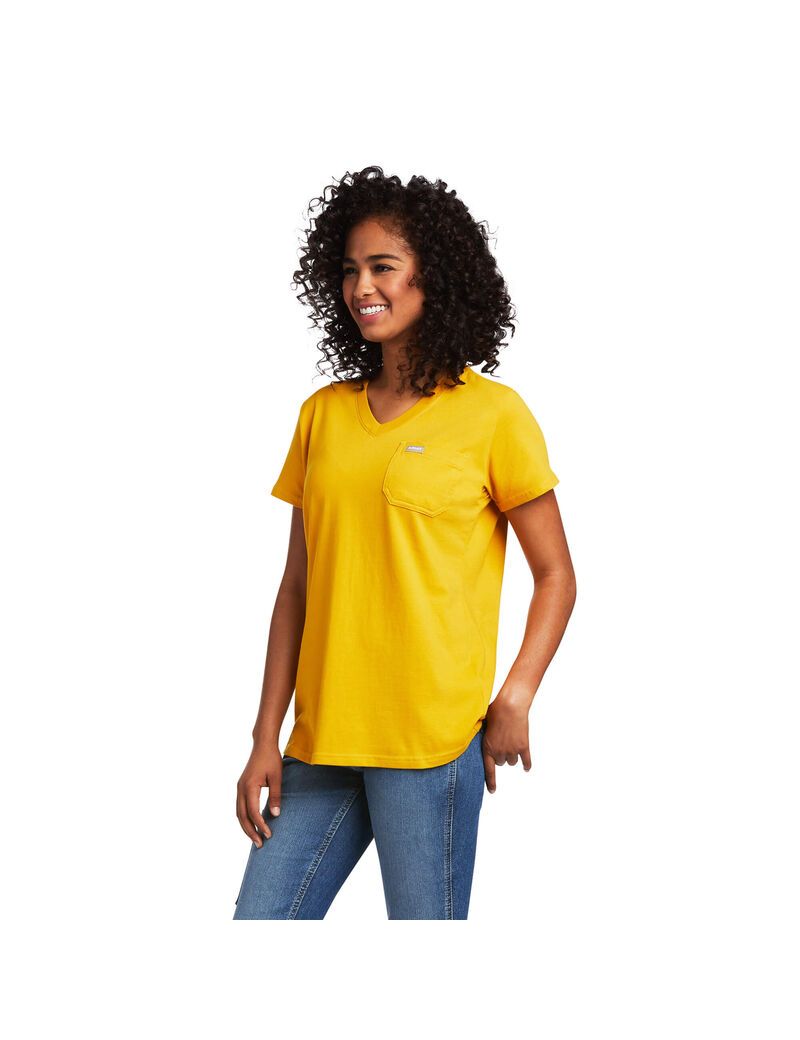 Vêtements De Travail Ariat Rebar Coton Strong V-Neck Top Doré Femme | HMK-70573514