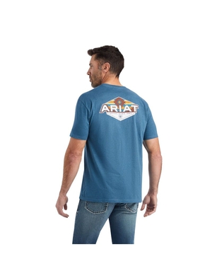 T Shirts Ariat Hexafill Grise Bleu Homme | BGB-07391832