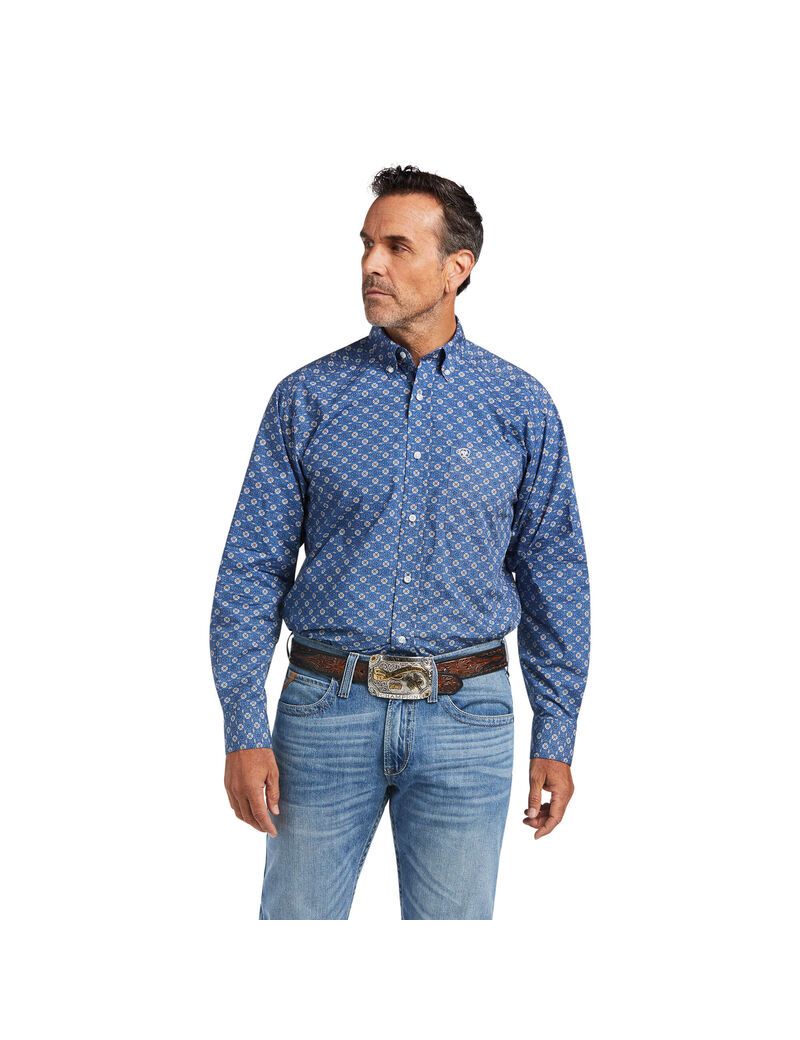 Chemises De Costume Ariat Qhama Classiche Fit Bleu Foncé Homme | PAF-31760977