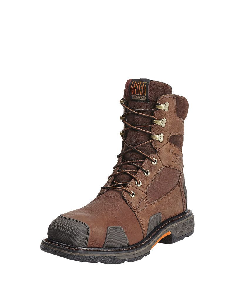 Bottes Imperméables Ariat OverDrive 8' Larges Square Embout Composite Embout Travail Marron Homme | DMU-35131273