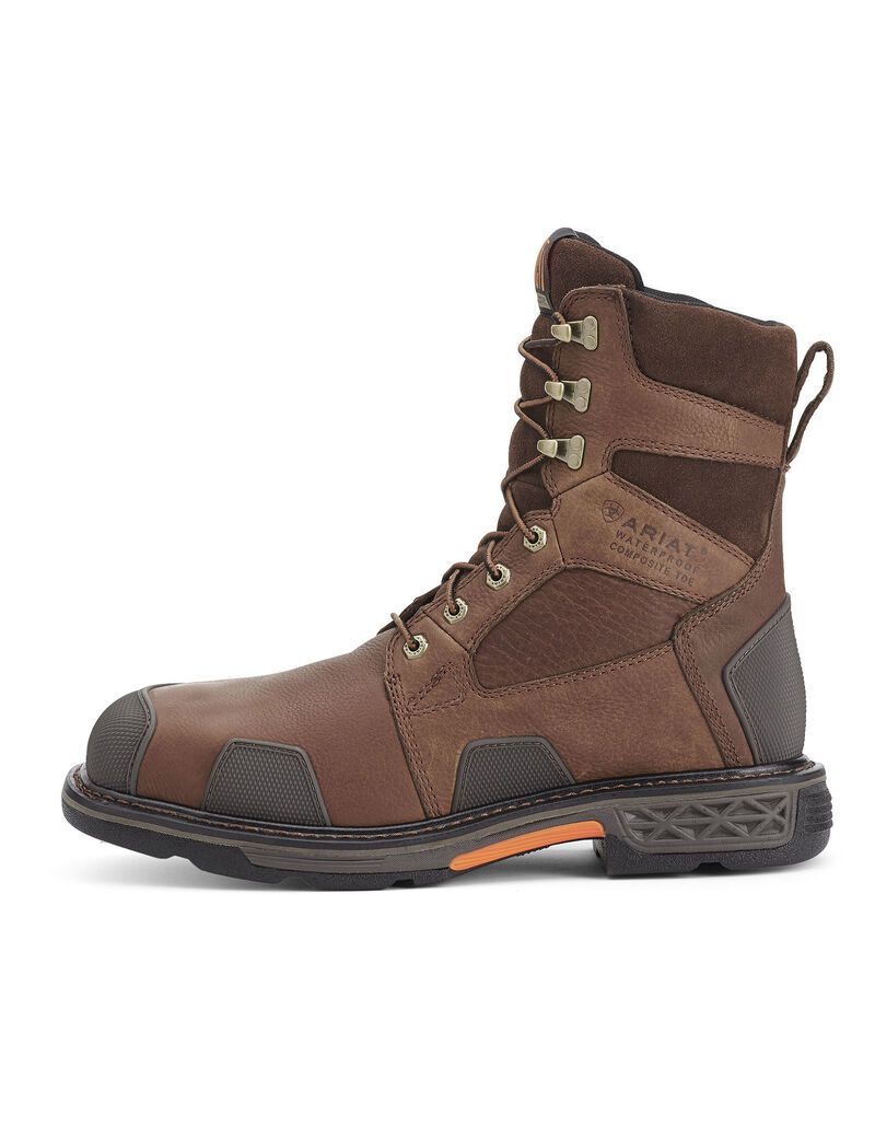 Bottes Imperméables Ariat OverDrive 8' Larges Square Embout Composite Embout Travail Marron Homme | DMU-35131273