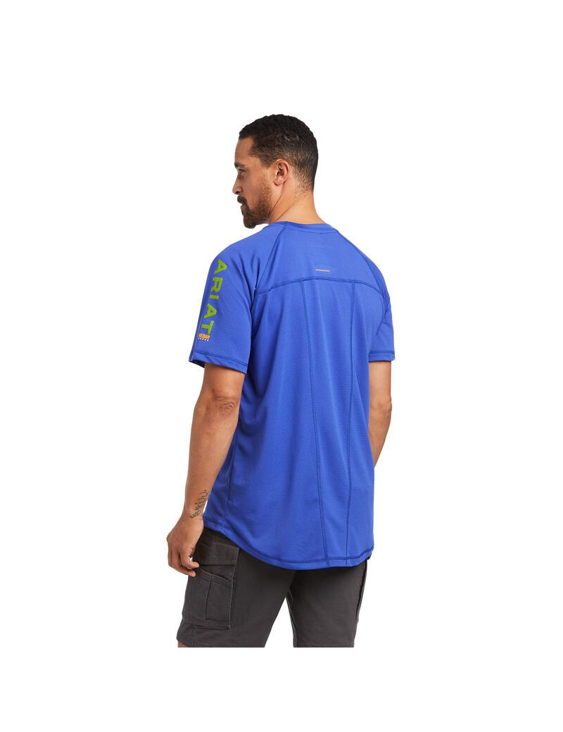 Vêtements De Travail Ariat Rebar Heat Fighter T Shirts Bleu Royal Bleu Homme | RMF-88032578