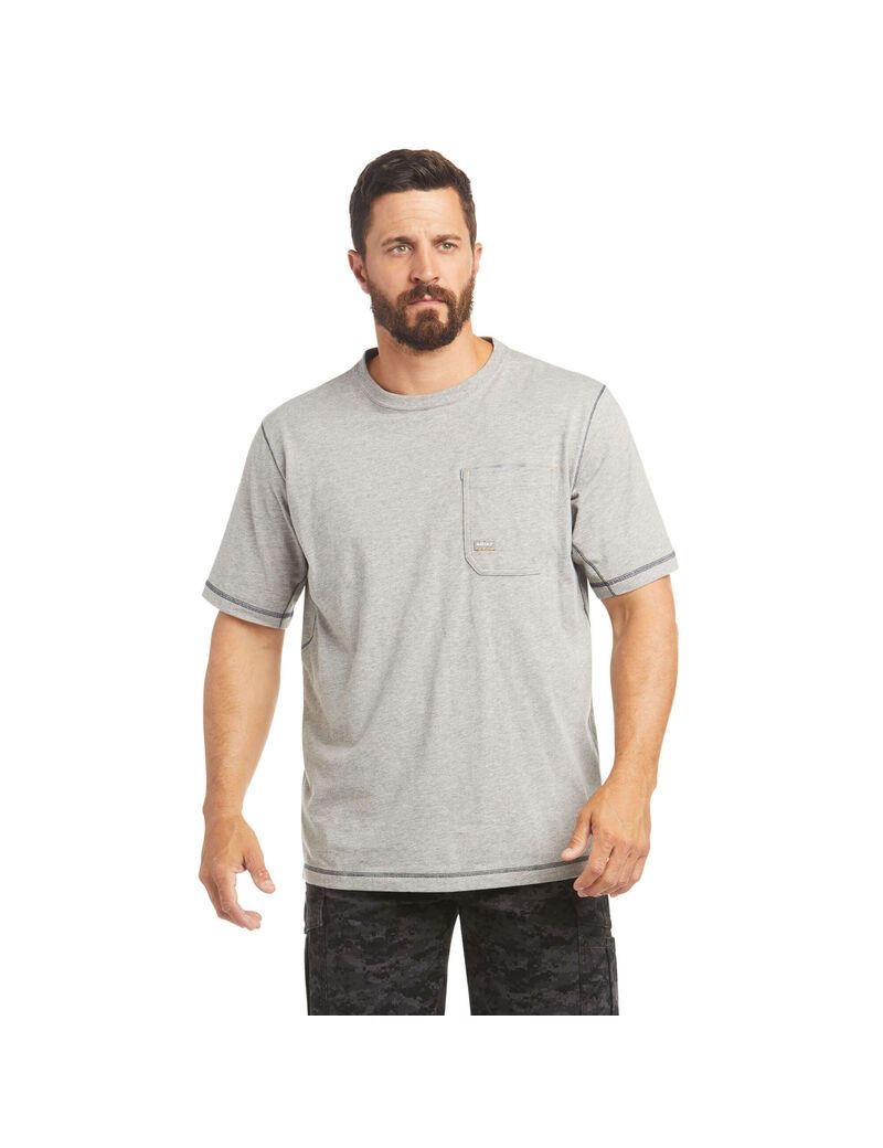 Vêtements De Travail Ariat Rebar Workman Logo T Shirts Grise Homme | IQO-86859537