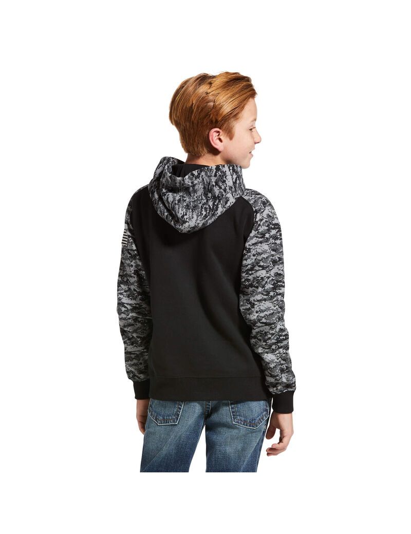 Sweat à Capuche Ariat Patriot Noir Camouflage Enfant | GFK-20491493