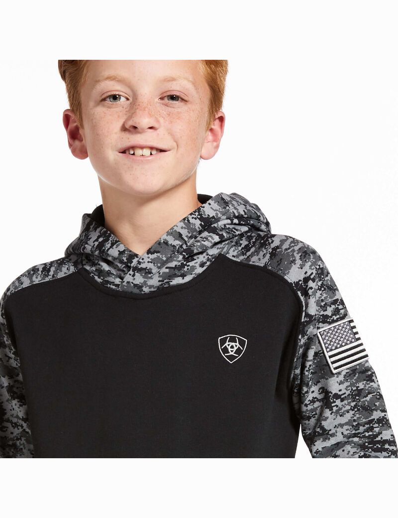 Sweat à Capuche Ariat Patriot Noir Camouflage Enfant | GFK-20491493