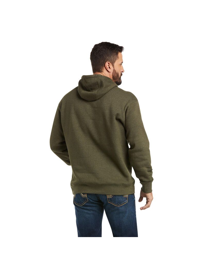 Sweat à Capuche Ariat Basic Sweatshirt Vert Olive Homme | VPI-00734234