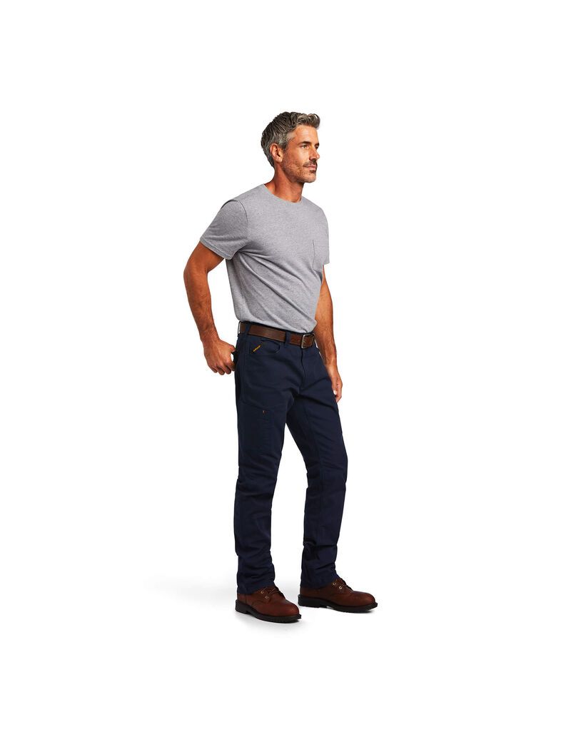 Pantalon Ariat Rebar M4 Low Rise DuraStretch Made Tough Stackable Droit Leg Bleu Marine Homme | ISZ-03265003