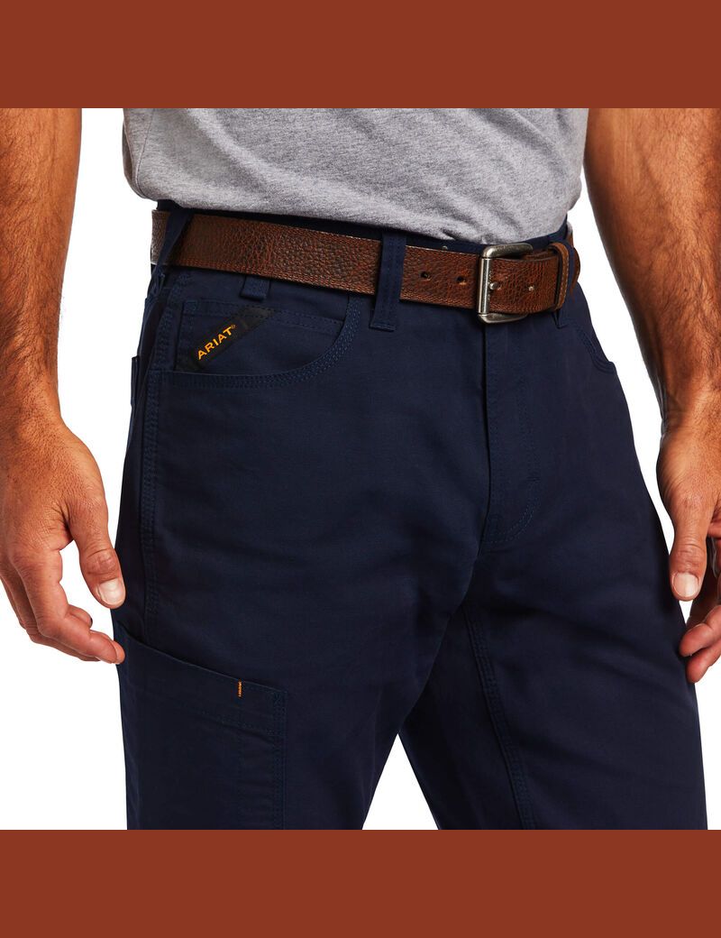 Pantalon Ariat Rebar M4 Low Rise DuraStretch Made Tough Stackable Droit Leg Bleu Marine Homme | ISZ-03265003