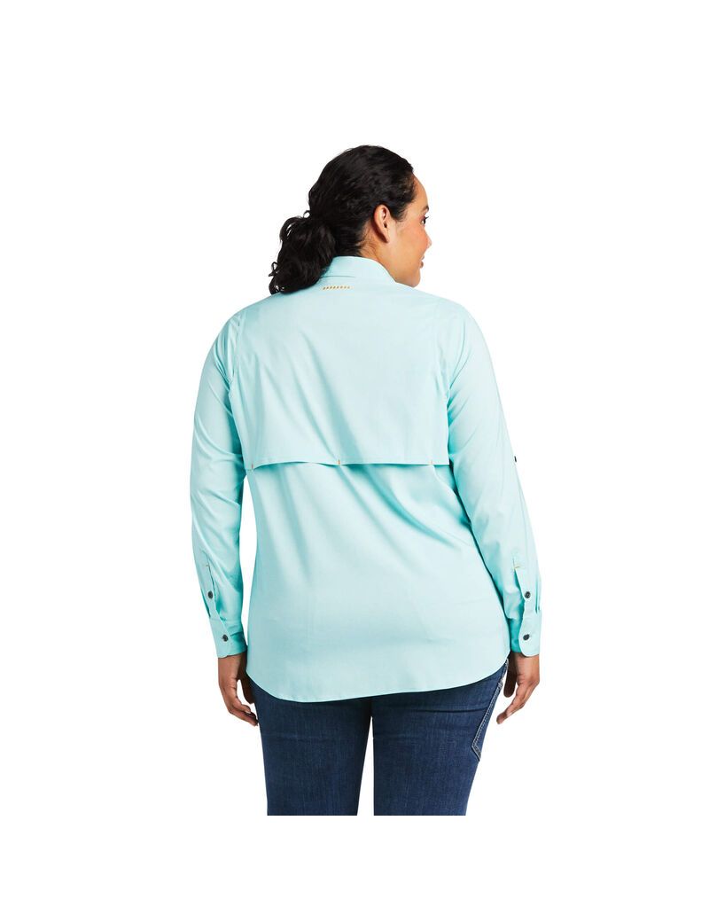 Vêtements De Travail Ariat Rebar Made Tough VentTEK DuraStretch Travail Shirts Turquoise Clair Bleu Femme | RHK-20244040