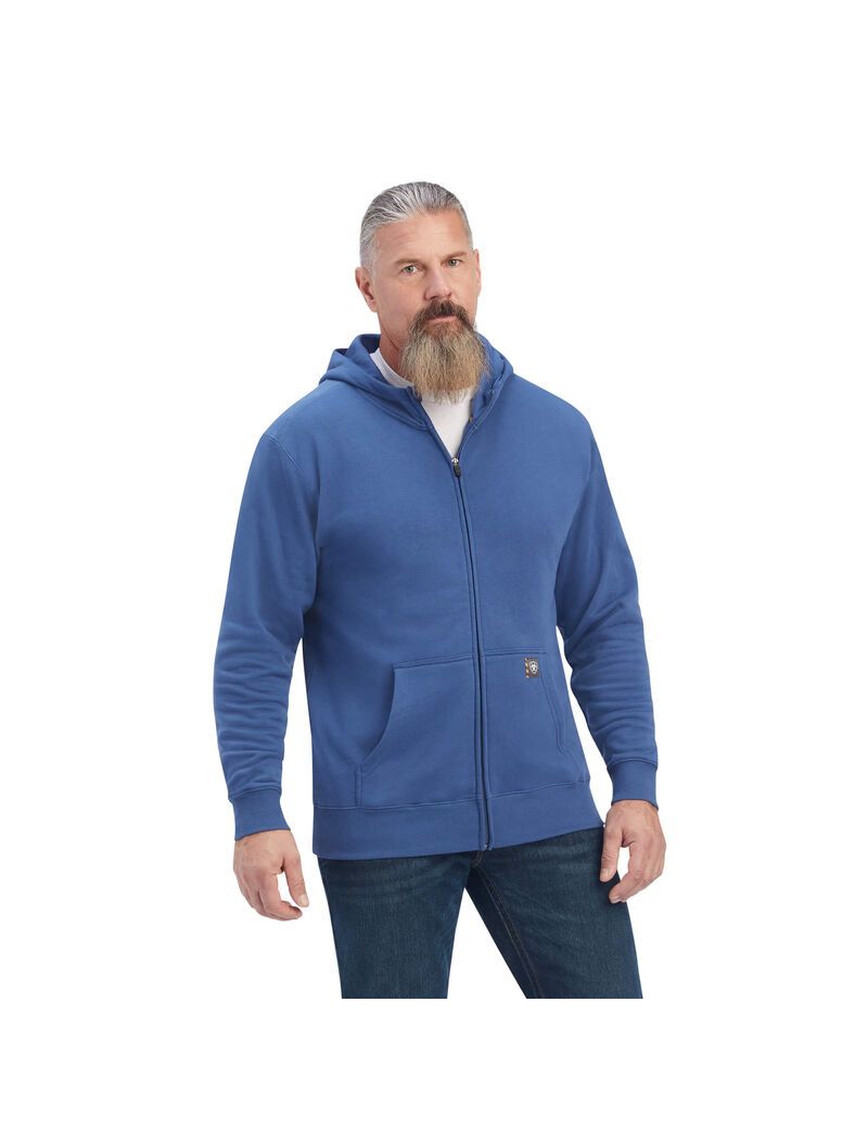 Sweat à Capuche Ariat Rebar Workman Reflective Flag Full Zip Bleu Marine Homme | AFL-10113236