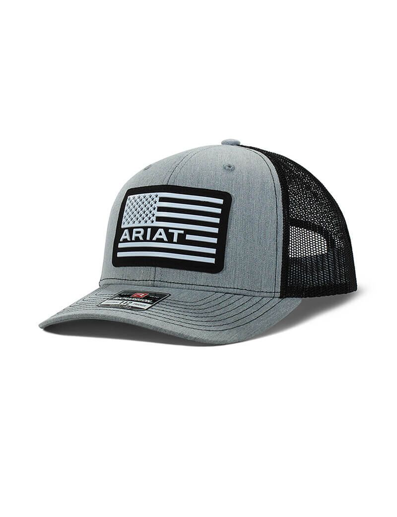 Casquettes Ariat Usa flag patch logo Grise Homme | NUM-74782447