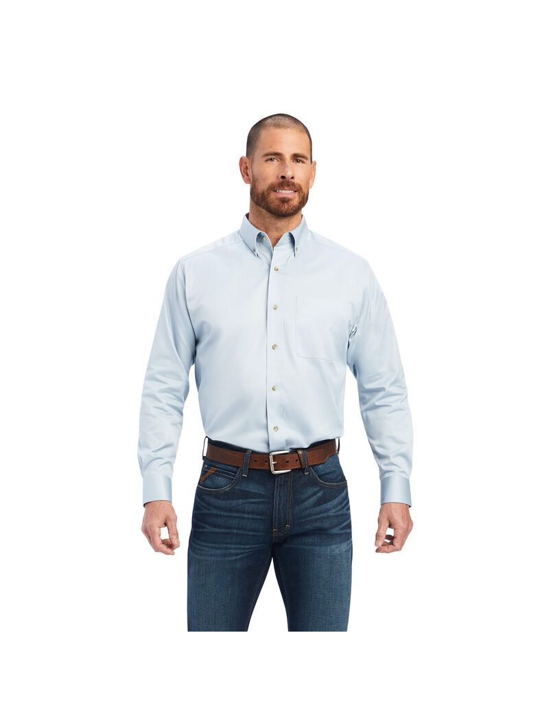 Chemises De Costume Ariat Solid Twill Bleu Homme | GOQ-64963394