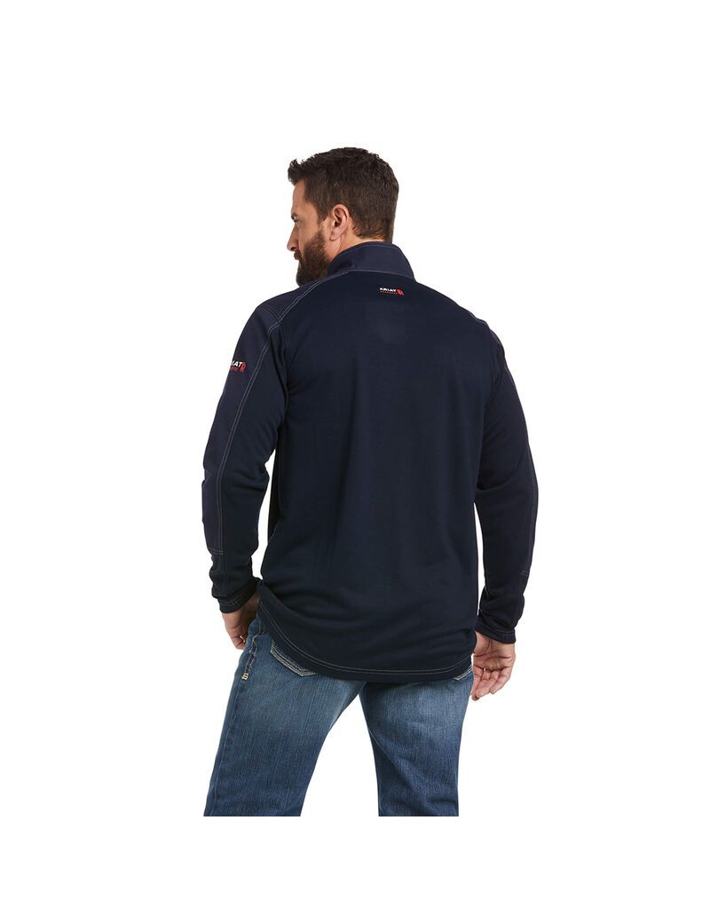 Chemises Ariat FR DuraLight 1/4 Zip Travail Bleu Marine Homme | ONE-70737197