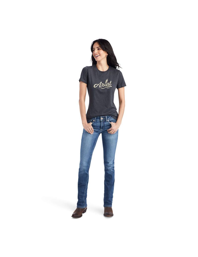 Hauts Ariat Wheat Script Tee Grise Femme | CZW-70193931