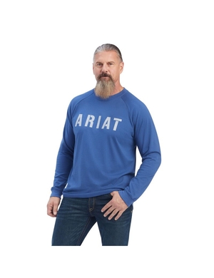 Vêtements De Travail Ariat Rebar CottonStrong Block T Shirts Bleu Homme | YXZ-61668101