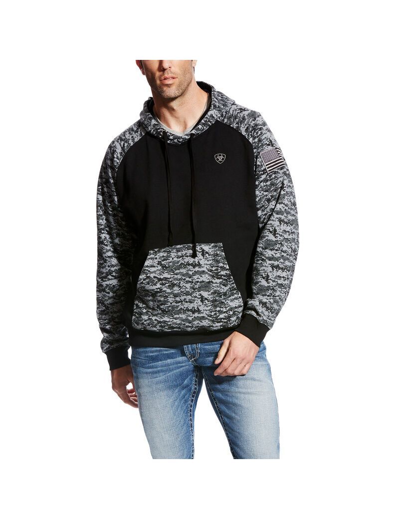 Sweat à Capuche Ariat Patriot Noir Camouflage Homme | QCH-87791313