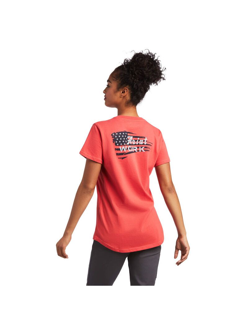 Vêtements De Travail Ariat Rebar Coton Strong Flag Graphique T Shirts Multicolore Femme | NXB-11935069