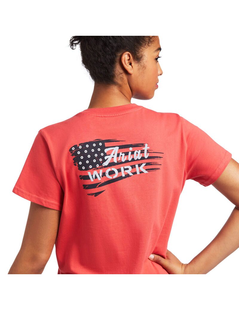 Vêtements De Travail Ariat Rebar Coton Strong Flag Graphique T Shirts Multicolore Femme | NXB-11935069