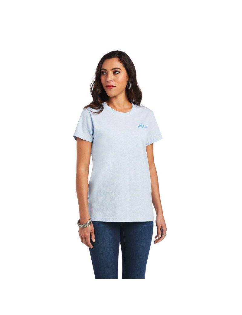 Hauts Ariat REAL Flag Waver Tee Bleu Femme | MJG-20977825