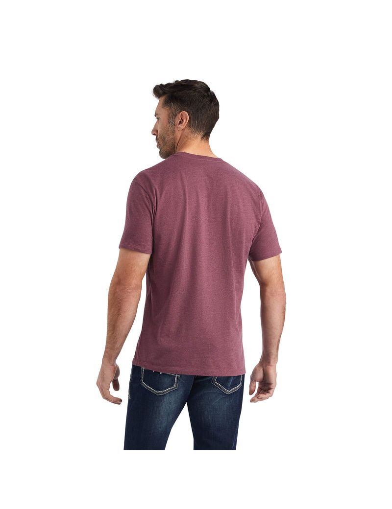 T Shirts Ariat Octane Stack Bordeaux Homme | WYS-47600666