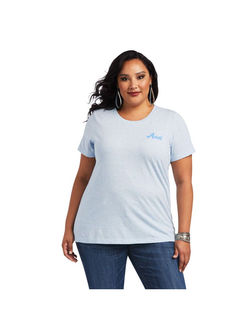 Hauts Ariat REAL Flag Waver Tee Bleu Femme | MJG-20977825