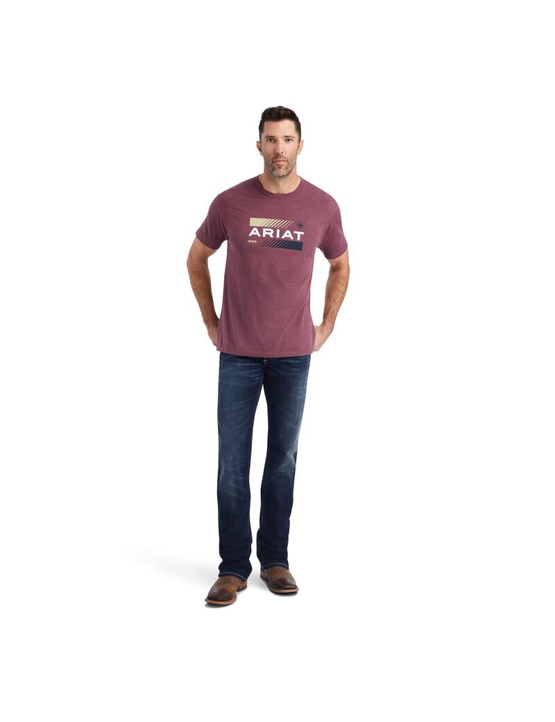 T Shirts Ariat Octane Stack Bordeaux Homme | WYS-47600666