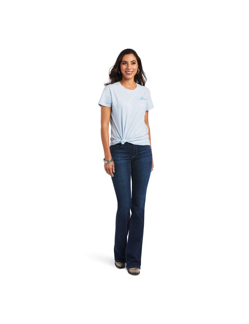 Hauts Ariat REAL Flag Waver Tee Bleu Femme | MJG-20977825