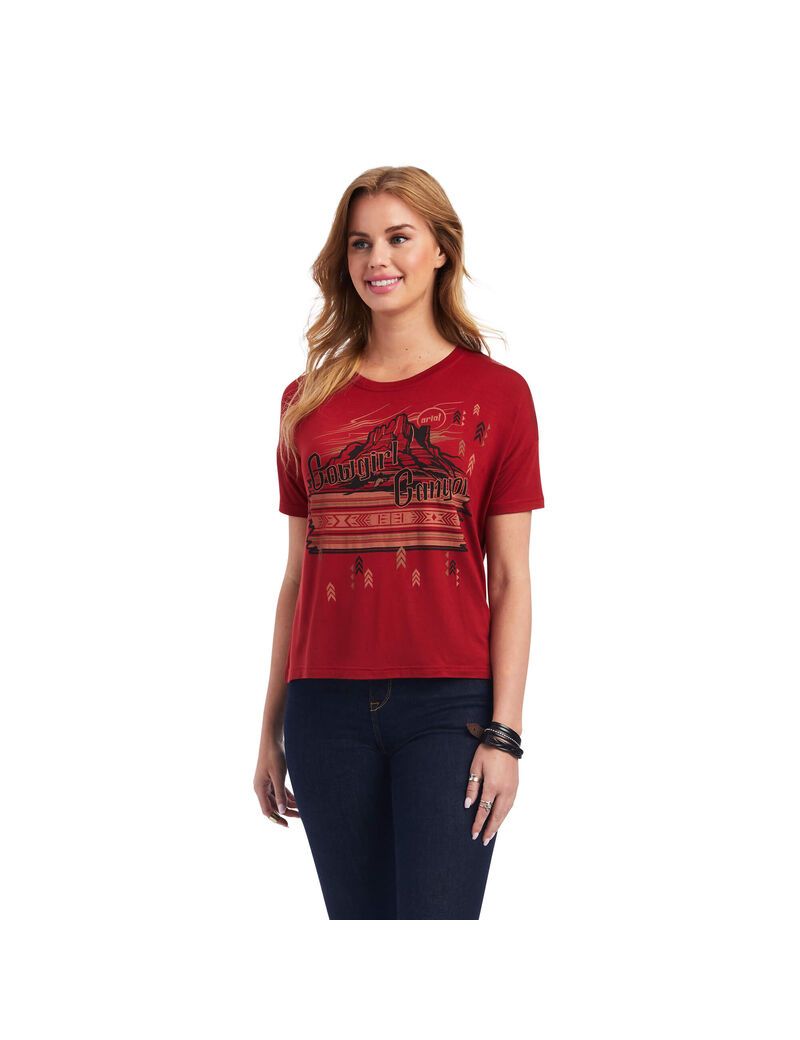 Hauts Ariat Cowgirl Canyon Tee Orange Rose Femme | FNC-67900261