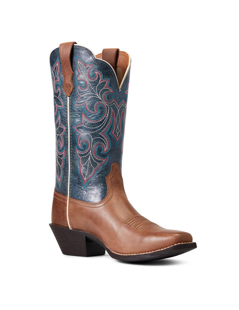 Bottes Western Ariat Round Up Square Embout Marron Femme | MIS-22011553