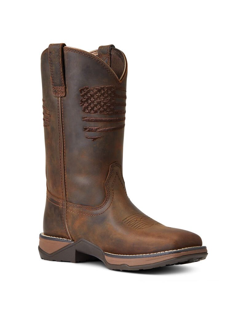 Bottes Western Ariat Anthem Patriot Marron Femme | TJD-04917359