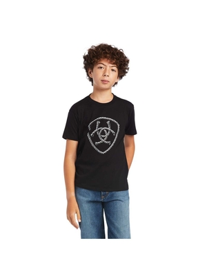 T Shirts Ariat Rope Shield Noir Enfant | ERY-45666000