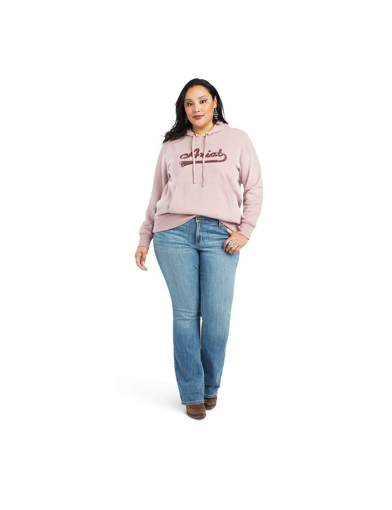 Sweat à Capuche Ariat REAL Sequin Logo Rose Femme | PTK-63112212