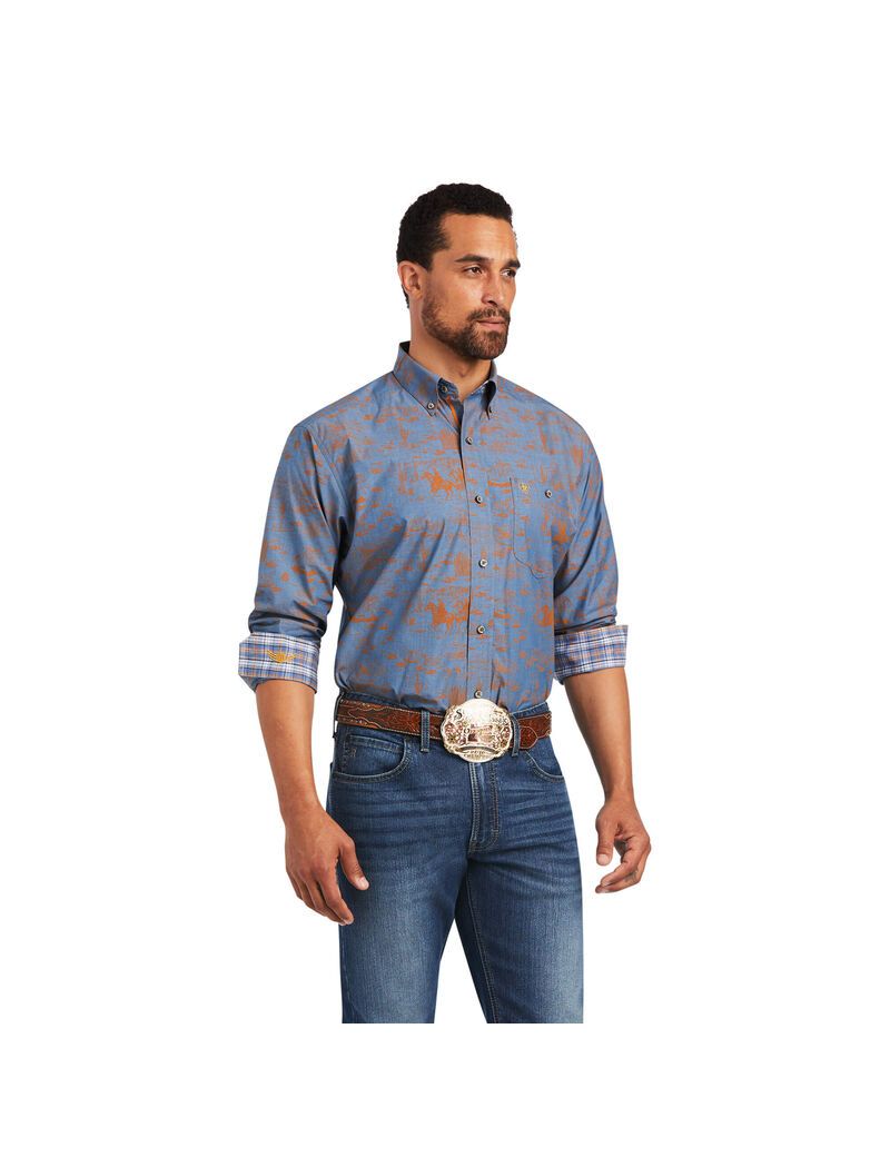 Chemises De Costume Ariat Relentless Cordage Stretch Classiche Fit Bleu Homme | UYO-29996028