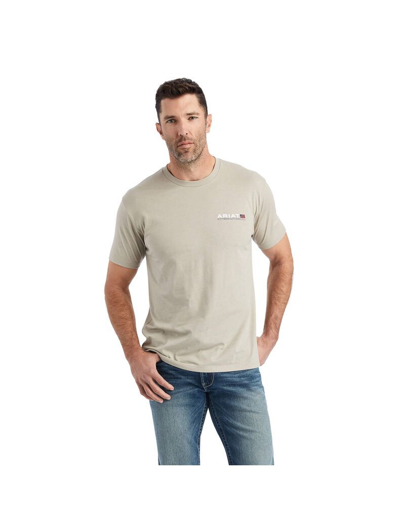 T Shirts Ariat Horizontal Kaki Homme | OAM-04767567