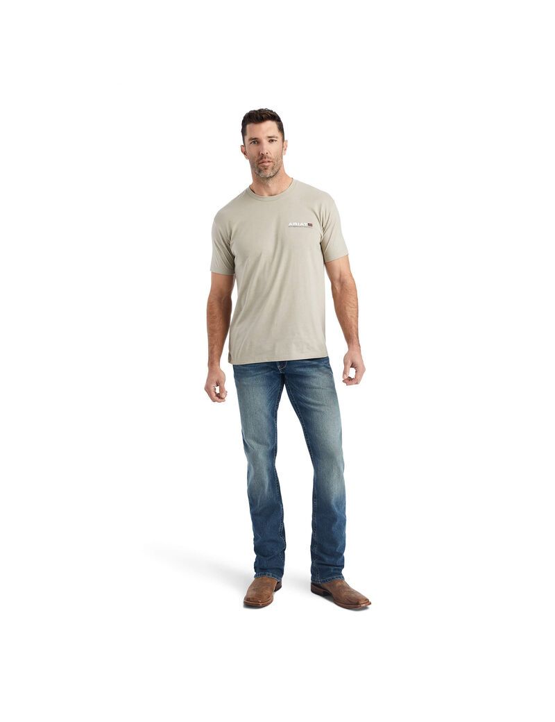 T Shirts Ariat Horizontal Kaki Homme | OAM-04767567