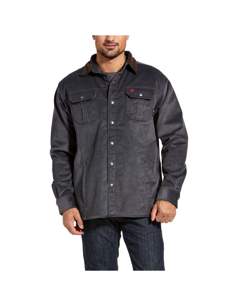 Vestes Ariat FR DuraStretch Sherpa-lined Corduroy Shirt Grise Homme | WXB-93373484