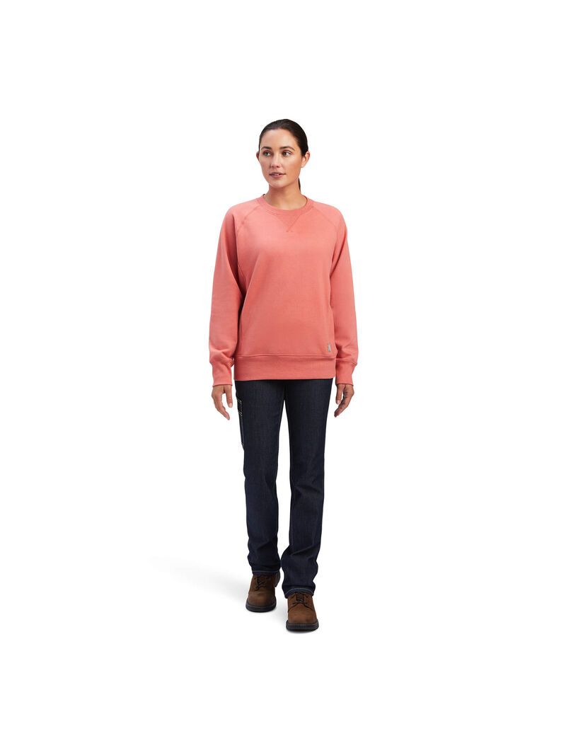 Vêtements De Travail Ariat Rebar Workman Washed Fleece Sweatshirt Rose Femme | SUP-74582840